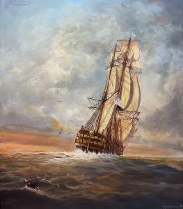 WHITEHAND Michael James 1941,Galleon at Sunset,1979,David Duggleby Limited GB 2024-04-04