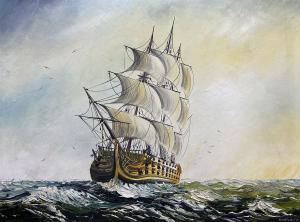 WHITEHAND Michael James 1941,Sailing Ship in a Choppy Sea,David Duggleby Limited GB 2024-04-04