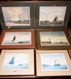 WHITEHEAD ALAN 1952,Pair; Boats on the calm,Lacy Scott & Knight GB 2022-07-09