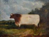 WHITFORD P 1800-1800,Prize bull in extensive landscape with town,1871,Fieldings Auctioneers Limited 2012-01-14