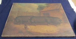 WHITFORD Richard 1854-1888,study of prize winning pigs in landscape,Serrell Philip GB 2021-05-20