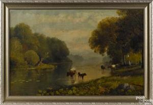 WHITING Henry W 1841-1905,Landscape with cows by a pond's edge,Pook & Pook US 2015-10-03