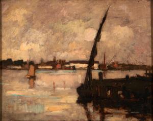 WHITMAN Sarah 1842-1904,Harbor Scene on a Cloudy Day,Skinner US 2024-03-06