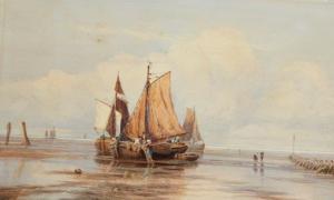 WHITMORE Bryan 1880-1897,Beached fishing boats at low tide,20th century,Rosebery's GB 2019-07-17