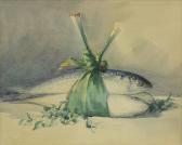 whitney kelley helen,Still Life with Fish Wrapped in Leeks,Clars Auction Gallery 2014-08-10