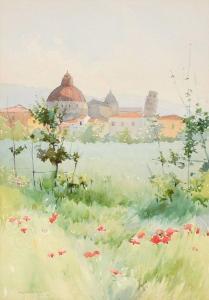 WHITTEMORE William John,Distant View of The Village of Pisa with the Leani,1896,Burchard 2020-12-13