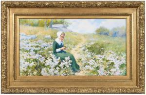 WHITTEMORE William John 1860-1955,Gathering Wildflowers,Brunk Auctions US 2021-12-04