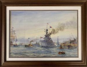 WHITTINGTON William G 1800-1900,'The Prince's ship H.M.S. Renown leaving South Rai,Keys 2023-01-20