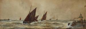 WHITTINGTON William G,Storm Warning Flag Ships off the Quay,John Moran Auctioneers 2020-10-20