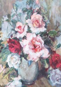 WHITTLE Florence,Red, pink and white roses in a vase,Bonhams GB 2010-02-23