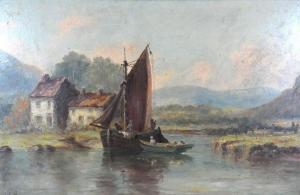 WHITTLE Harry Armstrong 1800-1800,River Scenes with Fishing Barges, a pair,Jacobs & Hunt 2021-05-21