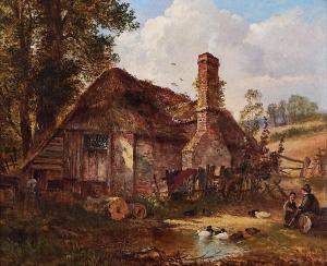 Whittle Snr. Thomas,Feeding ducks outside a cottage,1872,Bellmans Fine Art Auctioneers 2022-01-18