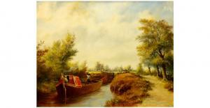 WHITTREDGE Thomas Worthington 1820-1910,Barge On A Canal Entering Lock.,Gerrards GB 2007-11-08
