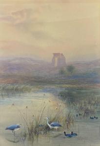 WHYMPER Charles 1853-1941,Egrets before a ruined temple,David Lay GB 2024-01-07