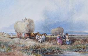WHYMPER Josiah Wood 1813-1903,Rural scene with figures harvesting,1866,Peter Wilson GB 2022-04-14