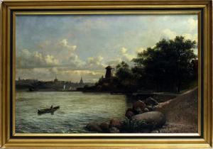 WIBERG Axel Leopold 1867-1890,Ansicht von Stockholm mit Blick auf Djurgarden,1887,Reiner Dannenberg 2013-09-13