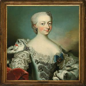 WICHMANN Peder 1706-1769,Portrait of Queen Juliane Marie of Denmark,Bruun Rasmussen DK 2009-11-23