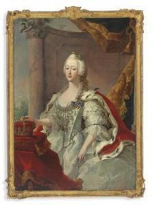 WICHMANN Peter,Portrait of Queen Juliane Marie (1729–1796) marrie,Bruun Rasmussen 2022-09-20