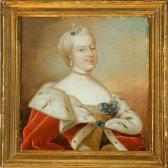 WICHMANN Peter 1706-1769,Portrait of Queen Louise of Denmark,Bruun Rasmussen DK 2008-04-28