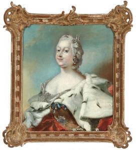 WICHMANN Peter 1706-1769,Portrait of Queen Louise of Denmark (1724–1751),Bruun Rasmussen 2023-08-21