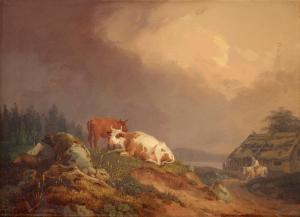 WICKENBERG Per 1812-1846,Landscape with resting cows,1835,Bukowskis SE 2011-12-06