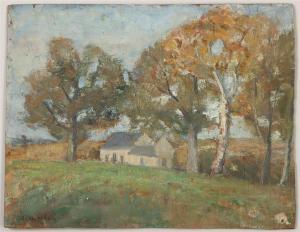 WICKHAM JULIA 1866-1952,autumn landscape with homestead,South Bay US 2024-01-31