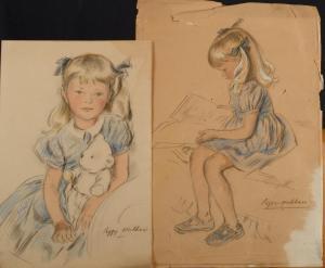 Wickham Peggy 1909-1978,Two portraits of a young girl,David Lay GB 2017-10-26