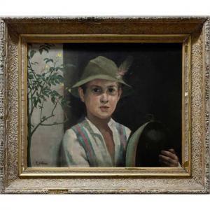 WICKSON PAUL GIOVANNI,PORTRAIT OF A YOUNG BOY WITH FEATHERED HAT,1894,Waddington's 2019-07-06
