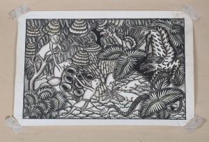 WIDJA Ida BAGUS MADE,Jungle Scene with Animals and Figures,20th century,Tooveys Auction 2022-06-08