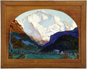 WIDMER Hans 1872-1925,Interlaken mit Blick auf die besonnte Jungfrau,Zofingen CH 2019-11-14