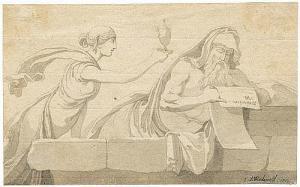 WIEDEWELT Johannes 1731-1802,Antike Szene mit lesendem bärtigem Mann und Dien,1788,Galerie Bassenge 2014-05-30