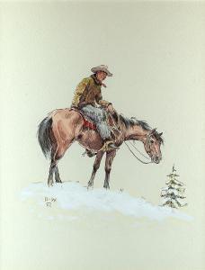 WIEGHORST Olaf 1899-1988,Cowboy in Snow,Jackson Hole US 2019-09-13