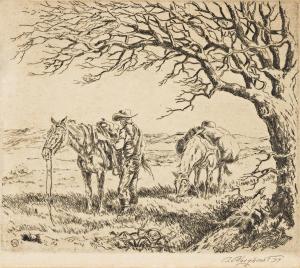WIEGHORST Olaf 1899-1988,Resting the Horses,1937,Swann Galleries US 2024-04-18