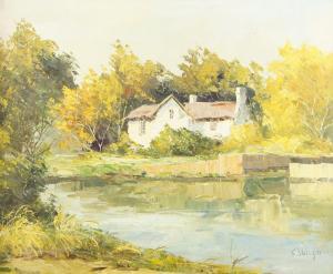 WIEGMAN Gérard 1875-1964,Cottage with woodland by a pond,Rosebery's GB 2022-08-18