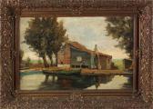 WIEGMAN Gérard 1875-1964,Huis aan het water met figuur in boot,Twents Veilinghuis NL 2017-01-13