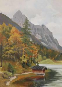 WIESLER Adolf 1878-1958,Bergsee im Karwendel,1930,Mehlis DE 2017-08-24