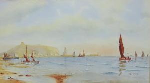 WIGG Ken,Fishing Boats off South Bay Scarborough, watercolo,David Duggleby Limited 2017-01-14