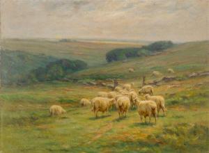 WIGGINS John Carleton 1848-1932,Sheep in a Pasture,1920,William Doyle US 2024-04-10