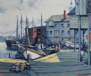 WIGGINS Sidney Miller 1881-1940,On the Docks, Gloucester,Clars Auction Gallery US 2018-01-21