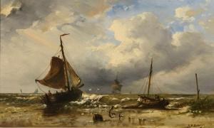 WIJDOOGEN Nicolaas Martinus 1814-1888,Fischerboote am Strand,Wendl DE 2020-03-05