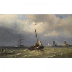 WIJDOOGEN Nicolaas Martinus 1814-1888,SHIPPING ON A RIVER,Sotheby's GB 2007-10-16
