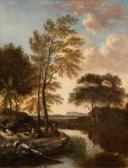 Wijnants Jan 1630-1684,A fisher and horse rider by the river,Venduehuis NL 2022-11-16