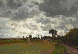 WIJSMULLER Jan Hillebrand 1855-1925,Stormy skies over a hayfield,Bonhams GB 2021-11-16