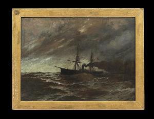 WIKSTROM Bror Anders 1854-1909,Steamship on a Stormy Sea,1888,New Orleans Auction US 2014-07-27