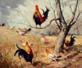 wilbur lawrence l 1900-1900,Chickens in a Landscape,Burchard US 2009-08-30