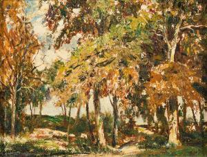 WILBUR Lawrence Nelson 1897-1988,Autumn Sunlight, Central Park,1967,Swann Galleries US 2021-06-30