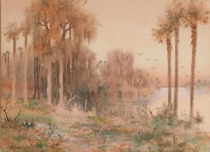 WILCOX James Ralph 1866-1915,''Palms on the River',Burchard US 2021-12-12