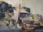 WILCOX Leslie Arthur 1904-1982,A River Scene, with Moored Boats,John Nicholson GB 2019-06-26