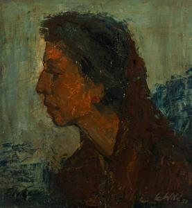 WILD Ernst 1924-1985,Frauenportrait im Profil von links,1951,Zeller DE 2021-06-23