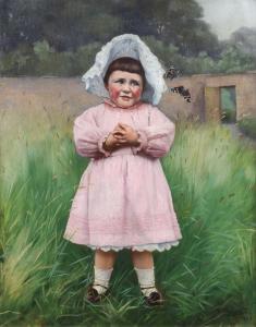 WILD Frank Percy,Portrait of a young girl in a meadow with butterfl,1890,Peter Wilson 2023-07-13